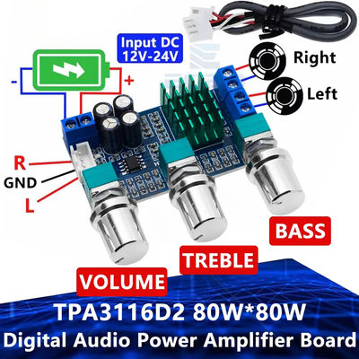 Modulo de amplificador de audio digital de doble canal TPA3116D2 de 80 W x 2 con alta eficiencia > 90%