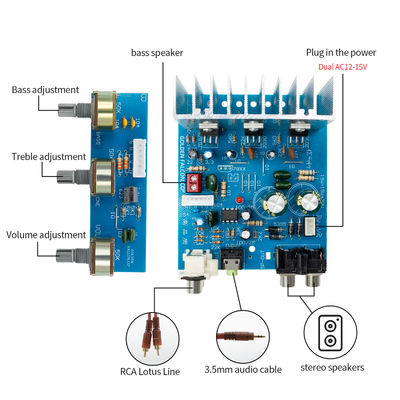 TDA2030 Subwoofer Power Amplifier Board 2.1CH 15W*2 30W Amplificador de audio estéreo con potencia doble de 12V
