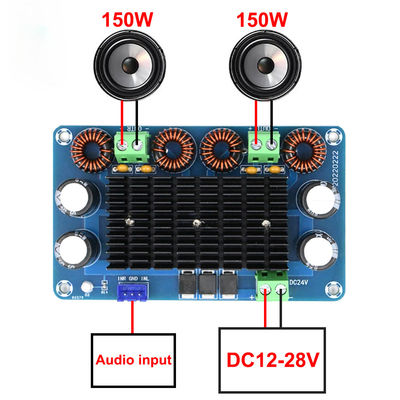 150W + 150W Amplificador de alta potencia Audio Board with DC 12-28V Output for Home Theater Stereo Equalizer El equipo de amplificación de alta potencia de 150W + 150W
