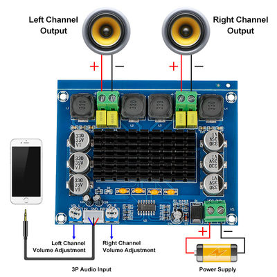 Tabla de amplificador de audio digital de doble canal de 120W TPA3116D2 para DC 12V-24V