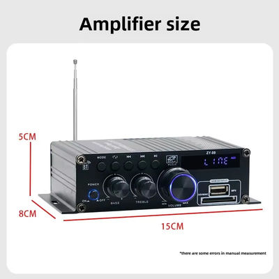 Amplificador de potencia de doble canal de 120W con ecualizador para audio estéreo HiFi