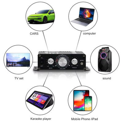 AK-270 12V Amplificador de audio Bluetooth de pequeña potencia con salida de 2.0 canales HIFI Mini Amplificador de potencia para sistema de sonido de cine en casa