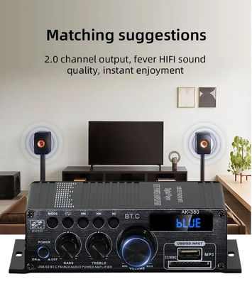 AK-380 2.0 Canal Bluetooth v5.0 Amplificador de audio con potencia de salida de 100-300W para cine en casa