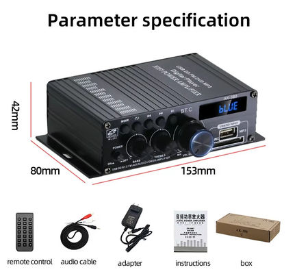 AK-380 2.0 Canal Bluetooth v5.0 Amplificador de audio con potencia de salida de 100-300W para cine en casa