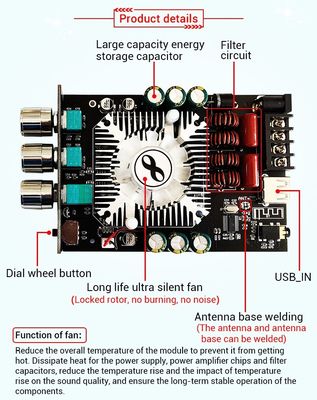 ZK-1602T 2 * 160W 2.0 Canal Modulo de amplificador de potencia digital Clase D Audio estéreo BT 5.0 Subwoofer Amplifier Board ZK-1602T