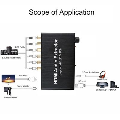 HDMI a 3.5mm RCA Convertidor de audio analógico Extractor Decodificador Amplificador para PS4 DVD 5.1 Canal Divididor de sonido Molde privado