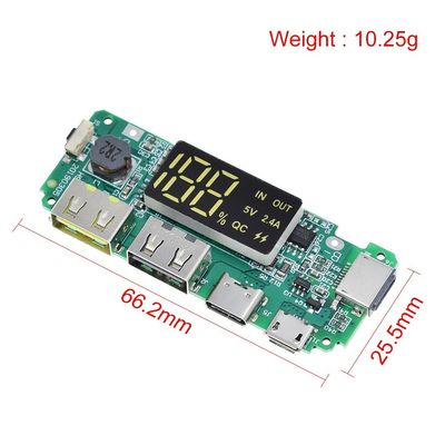 Dual USB 5V 2.4A Micro/Tipo-C LED USB Banco de energía móvil 18650 Modulo de carga Protección del circuito de la placa de carga de la batería de litio