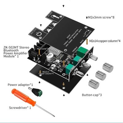 ZK-502MT 5.0 Subwoofer Amplifier Board 50W * 2 2.0 Canal de alta potencia de audio amplificadores de sonido estéreo