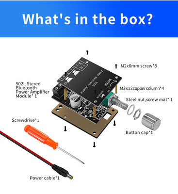 ZK-502L Mini para Bluetooth 5.0 DC 5-24V 50Wx2 Amplificador de energía estéreo Tarjeta digital de audio inalámbrico para Bluetooth Amplificador Spe