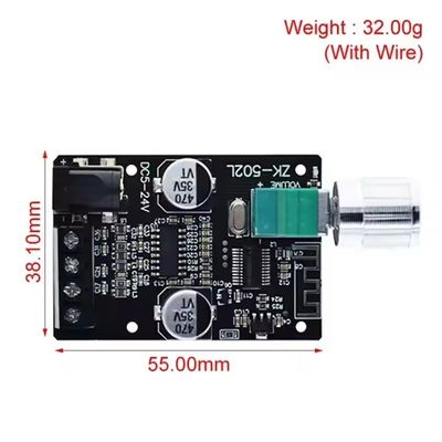 ZK-502L Mini para Bluetooth 5.0 DC 5-24V 50Wx2 Amplificador de energía estéreo Tarjeta digital de audio inalámbrico para Bluetooth Amplificador Spe