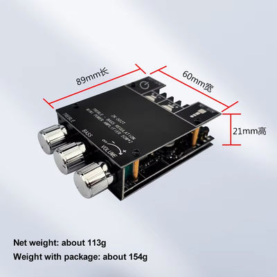 TPA3116D2 Modulo de amplificador de audio de subwoofer ZK-502T 2 canales de placa estéreo de audio con 2 * 50W de bajo AMP y comunicación AUX