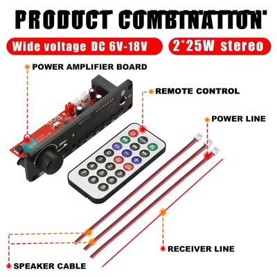 Amplificador de potencia de prioridad de micrófono de 2*25W con placa de decodificación MP3 y acompañamiento duración de la batería 20 horas pantalla Sí