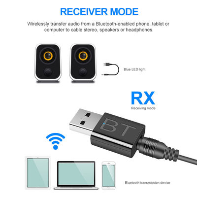 Adaptador de audio Bluetooth 5.0 con rango de transmisión de 10 m y modo doble para transmisión de audio inalámbrico