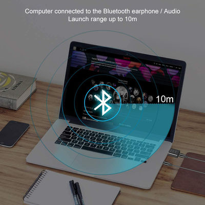 Adaptador de audio Bluetooth 5.0 con rango de transmisión de 10 m y modo doble para transmisión de audio inalámbrico