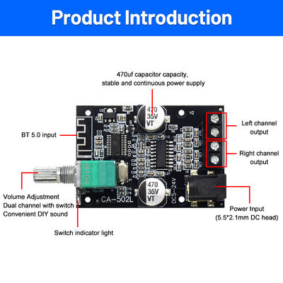 ZK-502L 2.0 Canal Digital Amplifier Board Home Theater HIFI Amplificador con BT5.0 50WX2 Metal Material Stereo Board ZK-502L
