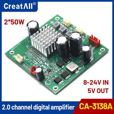 CA-3138A Tabla de amplificador de doble canal de 5 V 2x50W Entrada de 8-24 V