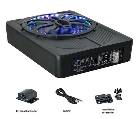 Subwoofer de automóvil activo de alta potencia de 10 pulgadas de 800W de 3 vías de diseño de araña ultra delgado de audio modelo de control de APP luz de color