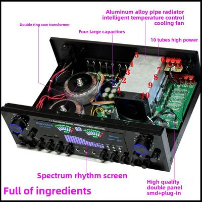 AV-888BT 2800W Amplificador de potencia de doble anillo de Karaoke para el hogar Nuevo modelo 7.1 Zona de canal de afinación Construcción de metal de alta potencia