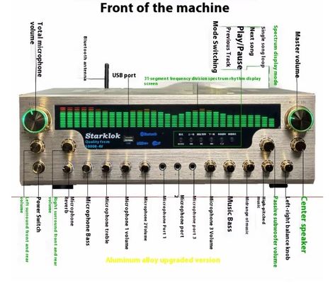 8000SW Versión insignia 7.1 CH 2500W Amplificador para el hogar de aleación de oro de aluminio completo Cuerpo doble anillo de partición de vaca Amplificador estéreo