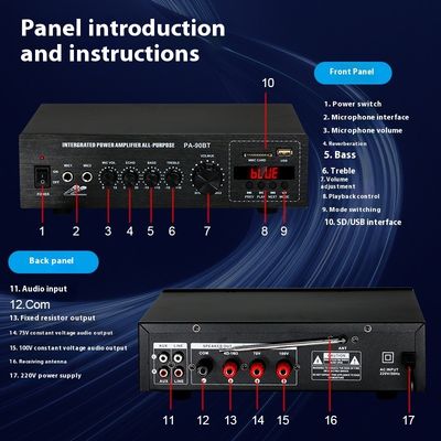 PA-90BT Amplificador de audio profesional de 120W con Bluetooth inalámbrico, altavoz de techo para el hogar de alta potencia, transmisión pública, voltaje constante, metal