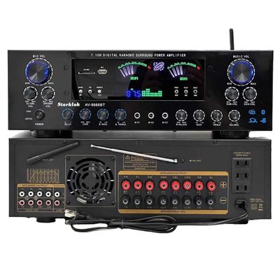 Amplificador de cine en casa profesional AV-8888BT de 7.1 canales y 2000W con potencia ultra alta, sistema de sonido envolvente KTV inalámbrico BT