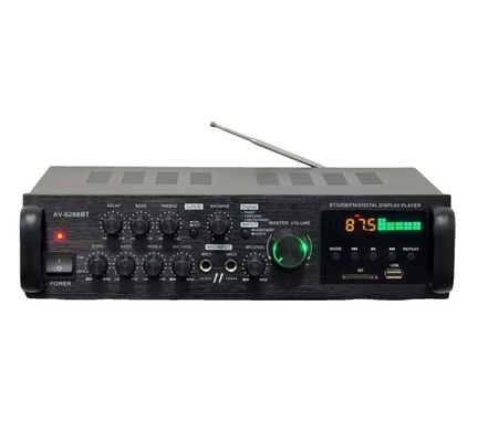 AV-6288BT 1000W 2*500W Amplificador de Karaoke de alta fidelidad de doble uso 12V/220V AC/DC BT Material de plástico inalámbrico