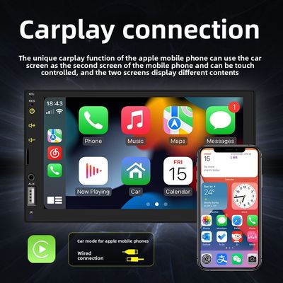 7 pulgadas de coche para MP5 reproductor con para BT Wireless HD cámara de vista trasera CarPlay Android Radio de salpicadero automático radio de salpicadero con cable