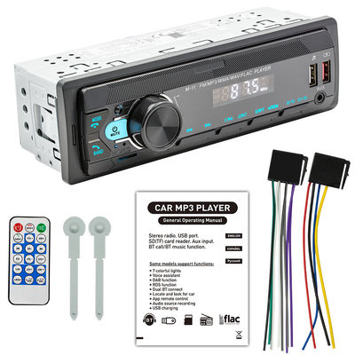 1Din MP3 Radio de audio de coche BT inalámbrico USB doble luces coloridas teléfono APP Control de voz Asistente portátil CD para DVD VCD