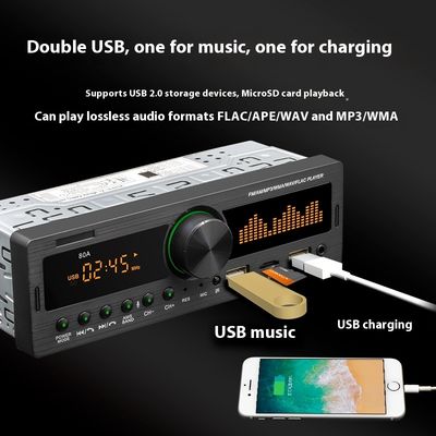 Creatall Nuevo reproductor de MP3 de automóvil con USB Flash Drive Slot BT Radio FM inalámbrica de manos libres Compatible con tarjetas MP3 y TF