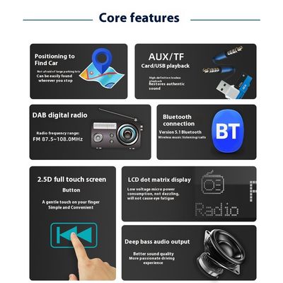 Creatall Liquidación Especial Reproductor MP3 para Coche con Pantalla Táctil 2.5D, Interfaz USB Inalámbrica BT, Cargador y Radio Digital DAB