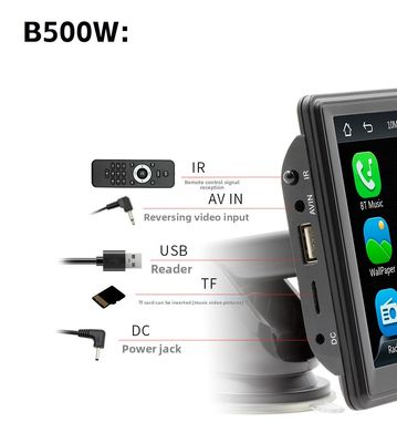 Reproductor MP5 inalámbrico portátil Creatall de 7 pulgadas para CarPlay Bluetooth, nuevo reproductor multimedia transfronterizo con ranura para tarjeta y compatible con WAV