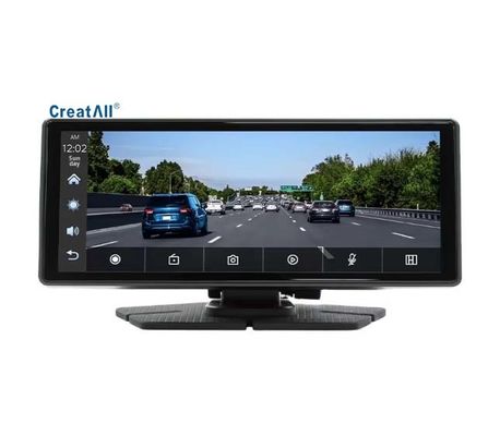 Creatall 8.1 pulgadas portátil todo en uno dispositivo de navegación de automóviles inalámbrico CarPlay delantero trasero doble grabación Dash Cam para tablero de instrumentos