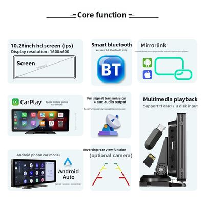 Reproductor de navegación Carplay con pantalla LCD grande de 10.26 pulgadas Creatall Cross-Border, imagen de marcha atrás de alta definición, conexión USB, reproductor BT