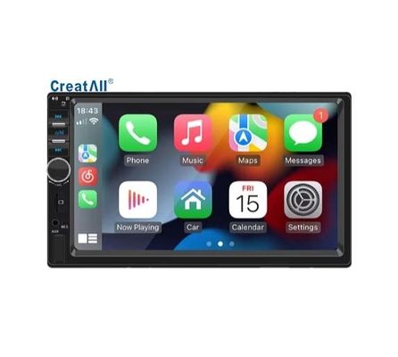 Radio central de coche con pantalla grande HD de 7 pulgadas Creatall MP5 BT con CarPlay USB compatible con WAV MP3 APE AAC FLAC Portátil