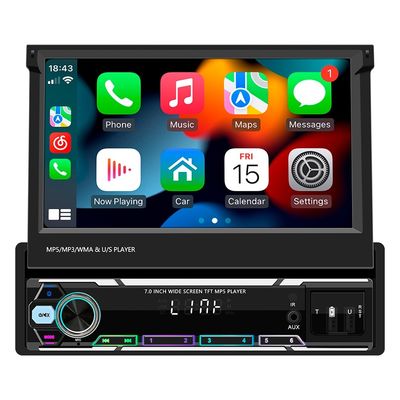 Creatall 7 pulgadas inalámbrico Universal Car MP5 reproductor telescópico de un solo eje panel montado MP3 tarjeta de entrada USB CarPlay