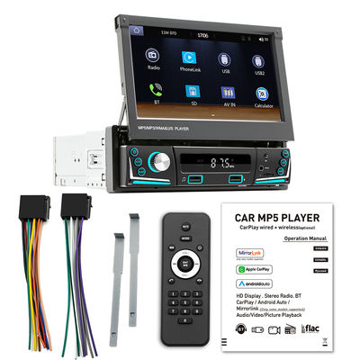 Pantalla retráctil de 7 pulgadas Creatall, CarPlay inalámbrico todo en uno, inteligente para Bluetooth, cámara de marcha atrás, reproductor MP5 para automóvil
