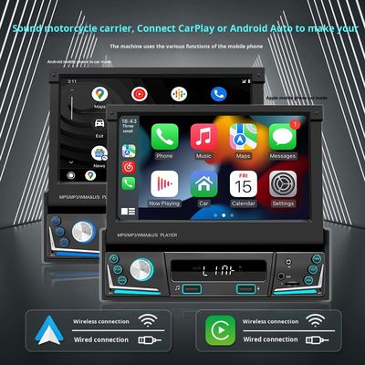 Pantalla retráctil de 7 pulgadas Creatall, CarPlay inalámbrico todo en uno, inteligente para Bluetooth, cámara de marcha atrás, reproductor MP5 para automóvil