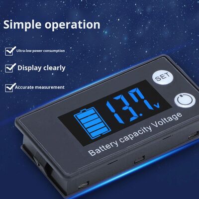 JX-6133C LCD Voltage Monitor 7-70V DC for 12V Lead-Acid & Ternary Lithium Batteries with Battery Capacity and Percentage Display