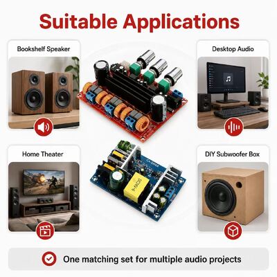 2.1 Channel Audio Amplifier Board with 24V 6A Power Supply Module for DIY Subwoofer Speaker