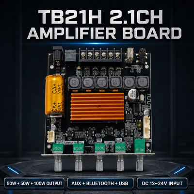 Placa amplificadora Bluetooth TPA3116 de 2.1 canales CA-TB21H 50W+50W+100W Módulo amplificador de audio con control de aplicación