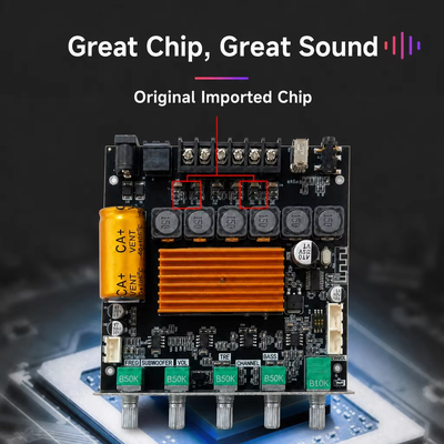 Placa amplificadora Bluetooth TPA3116 de 2.1 canales CA-TB21H 50W+50W+100W Módulo amplificador de audio con control de aplicación