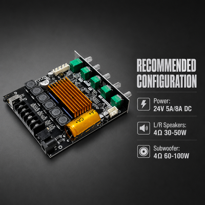 Placa amplificadora Bluetooth TPA3116 de 2.1 canales CA-TB21H 50W+50W+100W Módulo amplificador de audio con control de aplicación