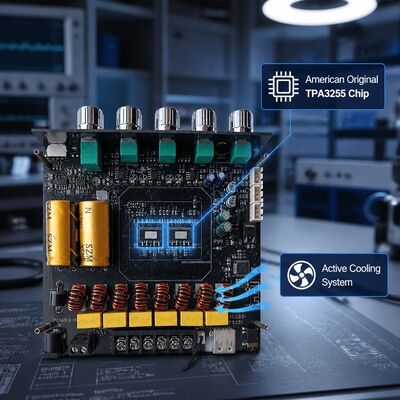 Placa amplificadora Bluetooth 5.1 de doble TPA3255 de 2.1 canales, módulo amplificador de audio 220W+220W+350W