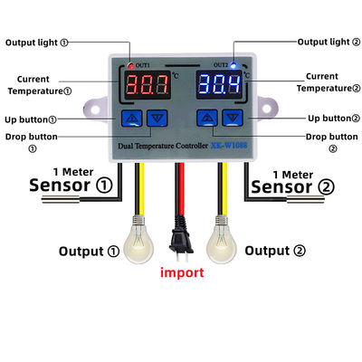 Regulador dual Electric Heating 220V del termómetro del LED Digital