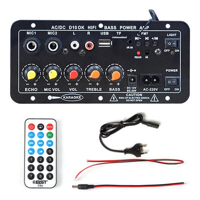 Tarjeta de audio amplificador D10 BT con potencia máxima de 200 W Bluetooth 5.0 y entrada de micrófono dual para Karaoke