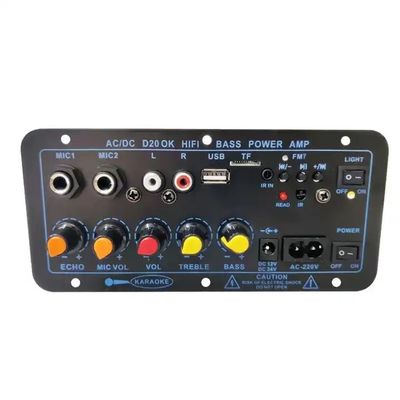 D20 200W BT 5.0 Placa amplificadora Amplificador estéreo para automóvil con micrófono dual y soporte para subwoofer