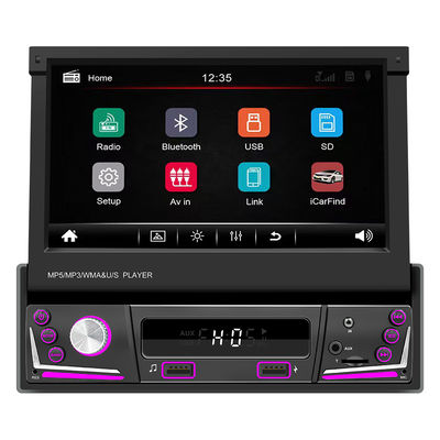 Reproductor de coche con pantalla telescópica de 7 pulgadas 1 Din para MP5/MP3, inteligente con BT inalámbrico, universal, con ranura para tarjeta, Radio Carplay Android Auto